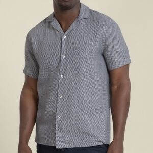 Larsson & Co Chevron Jacquard Short Sleeve Shirt Size L